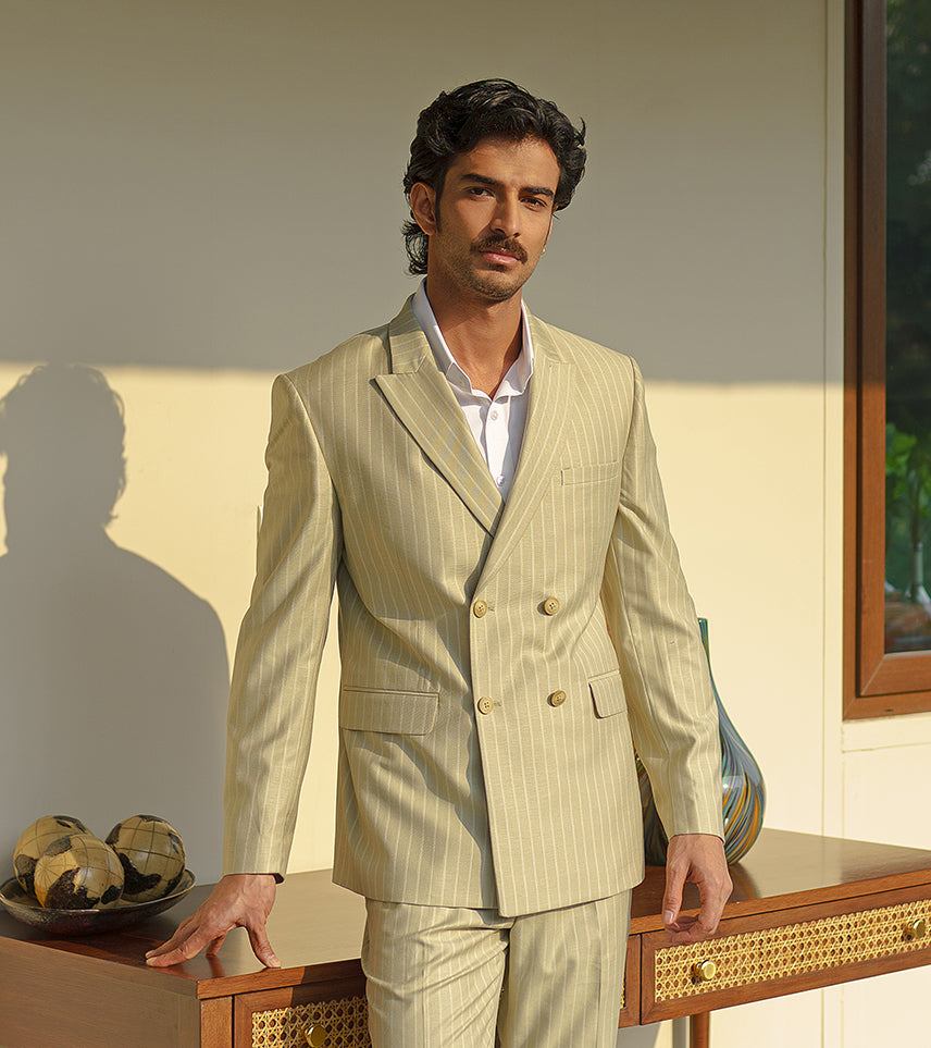 Green Broadstripe double breasted Blazer