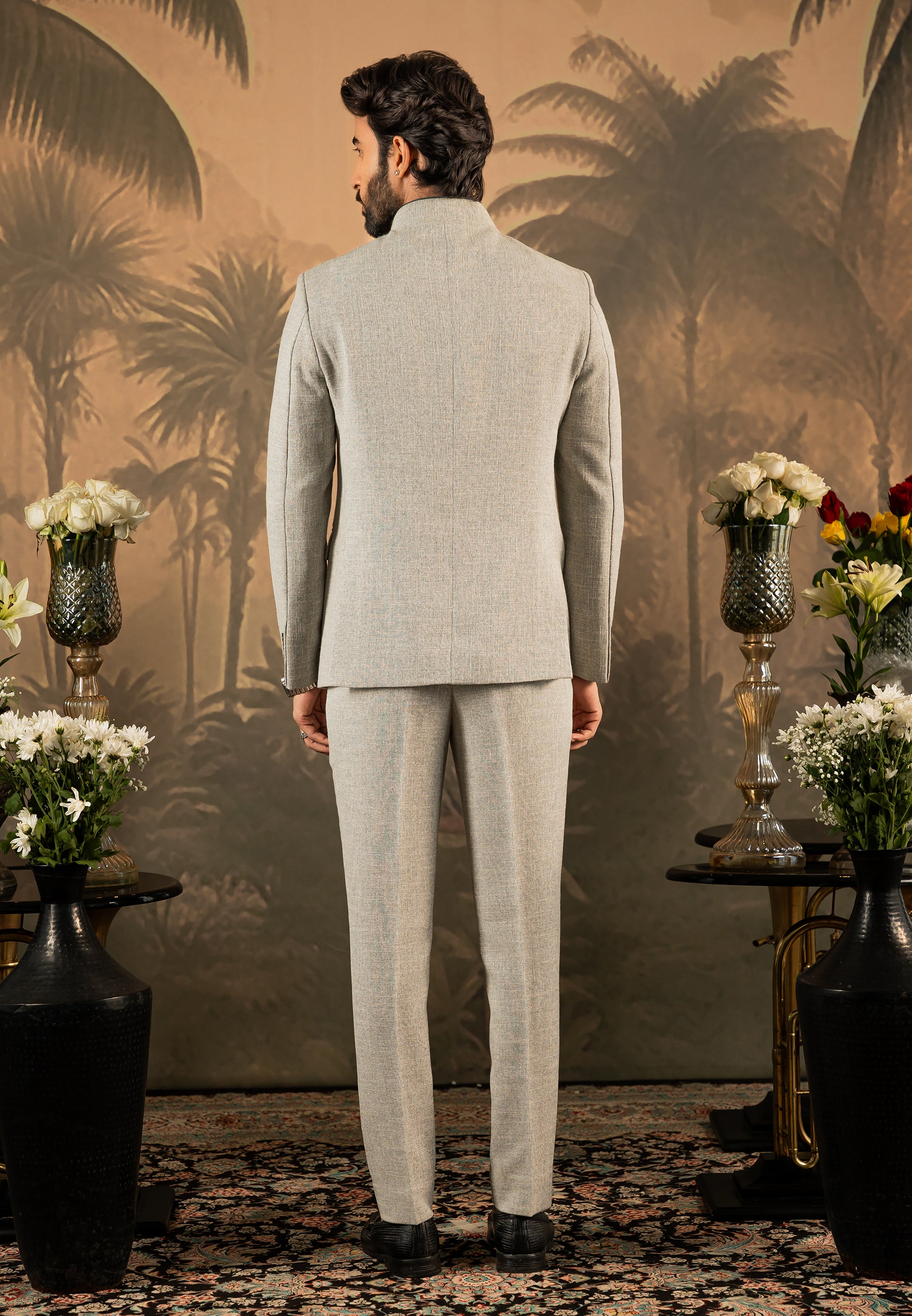 Men's Grey Designer Bandhgala - Sophisticated and Stylish

