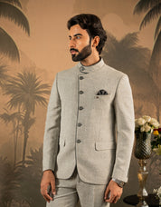 Elegant Grey Designer Bandhgala - High-End Fashion

