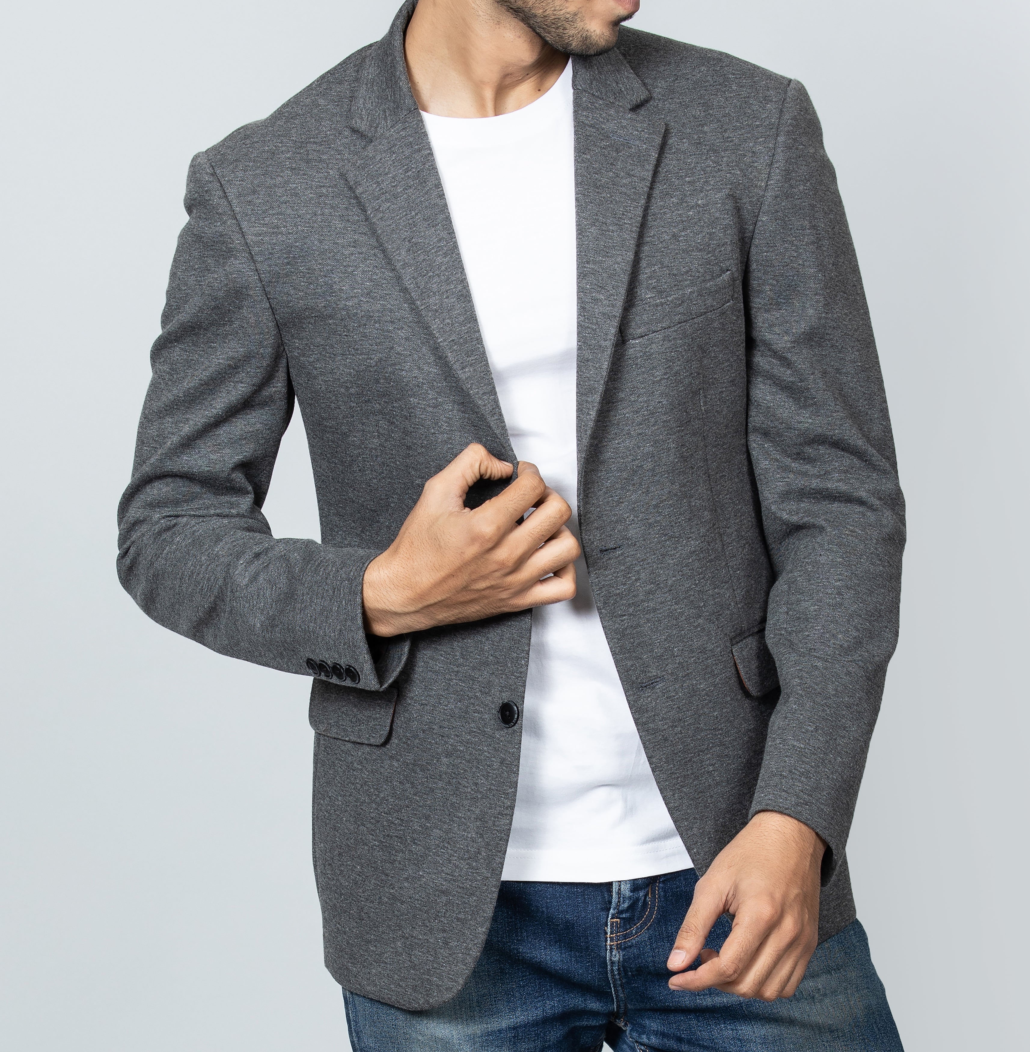 Blue Jeans Dark Grey Blazer Outfit Mens Jeans Mens Grey Jersey