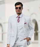 White Checked Single-Breasted-5 Piece Suit