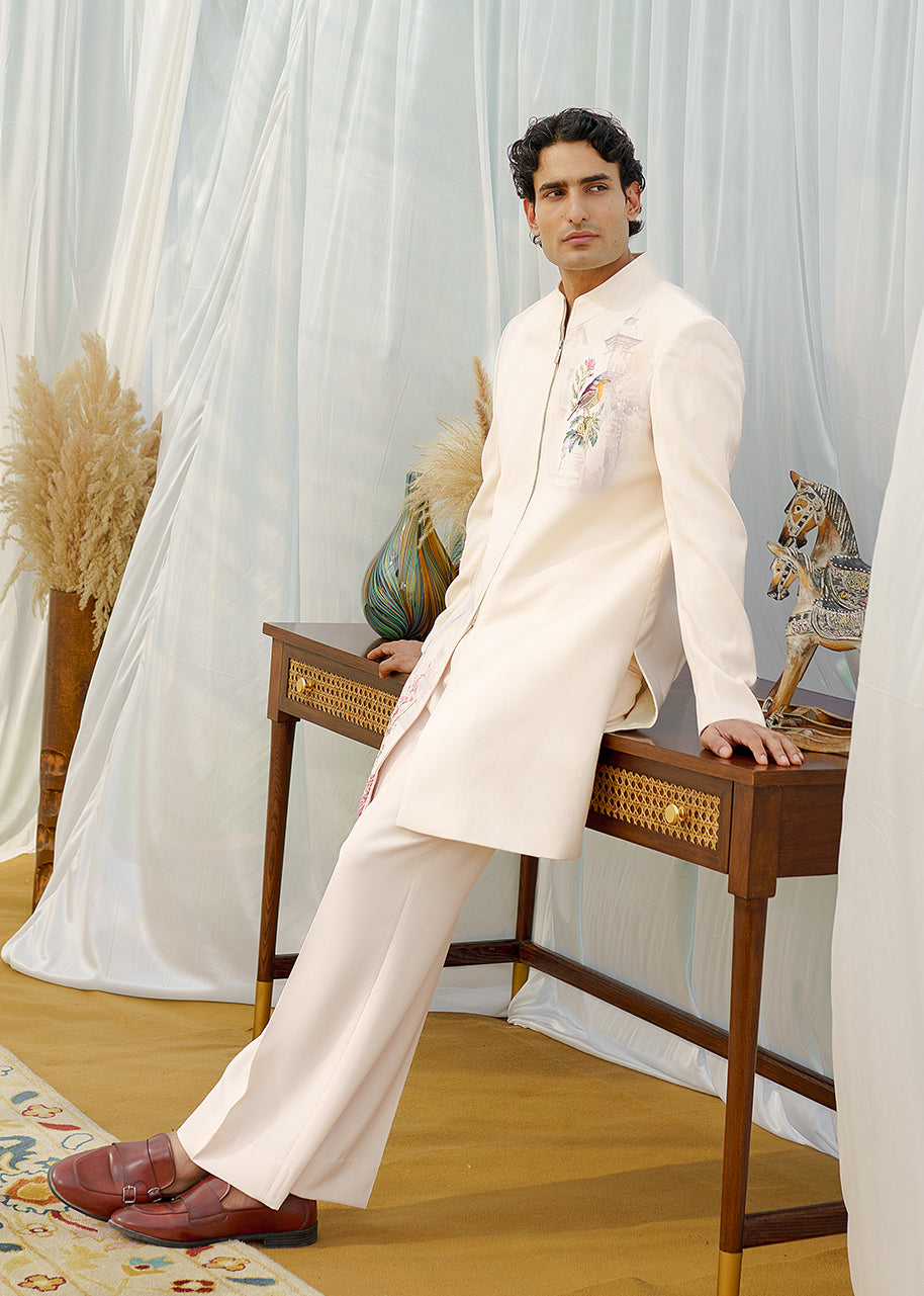 Ivory-Rose indo-western with Zipper