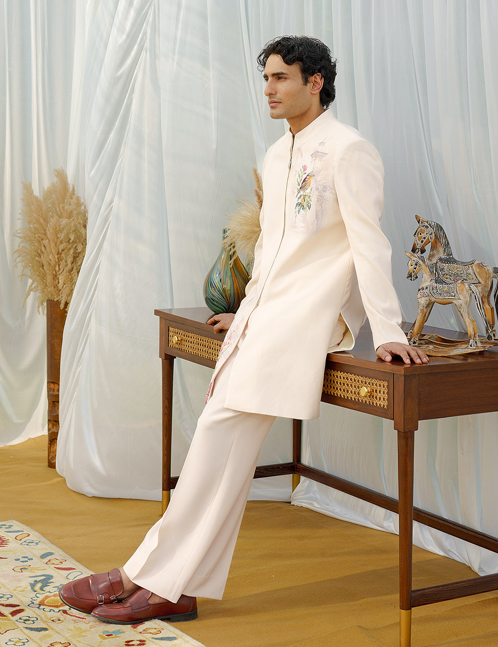 Ivory-Rose indo-western with Zipper