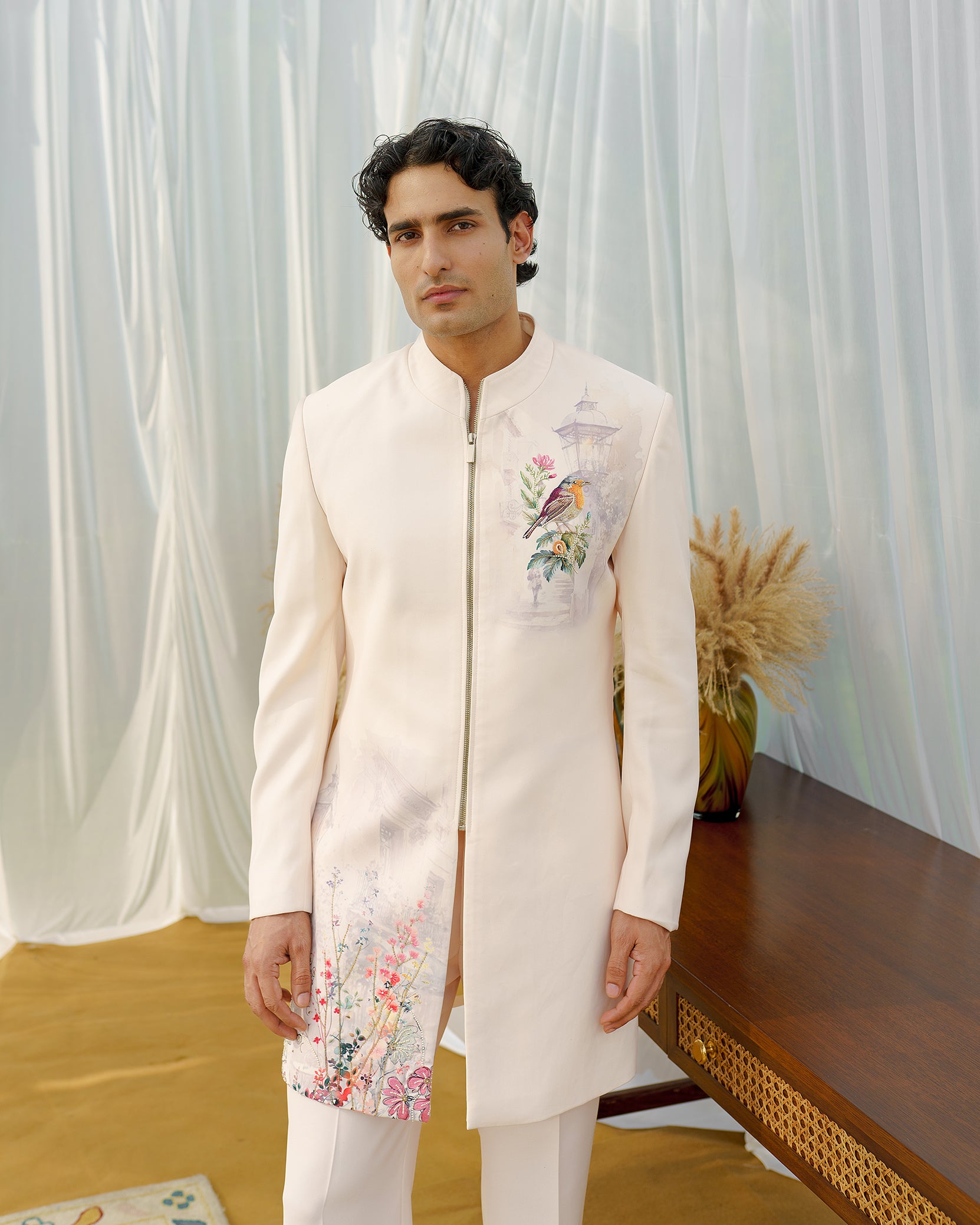 Ivory-Rose indo-western with Zipper