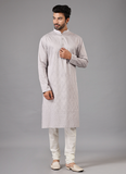 Full Embroidered Grey Kurta Set