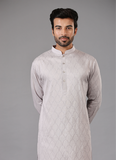 Full Embroidered Grey Kurta Set