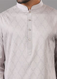 Full Embroidered Grey Kurta Set