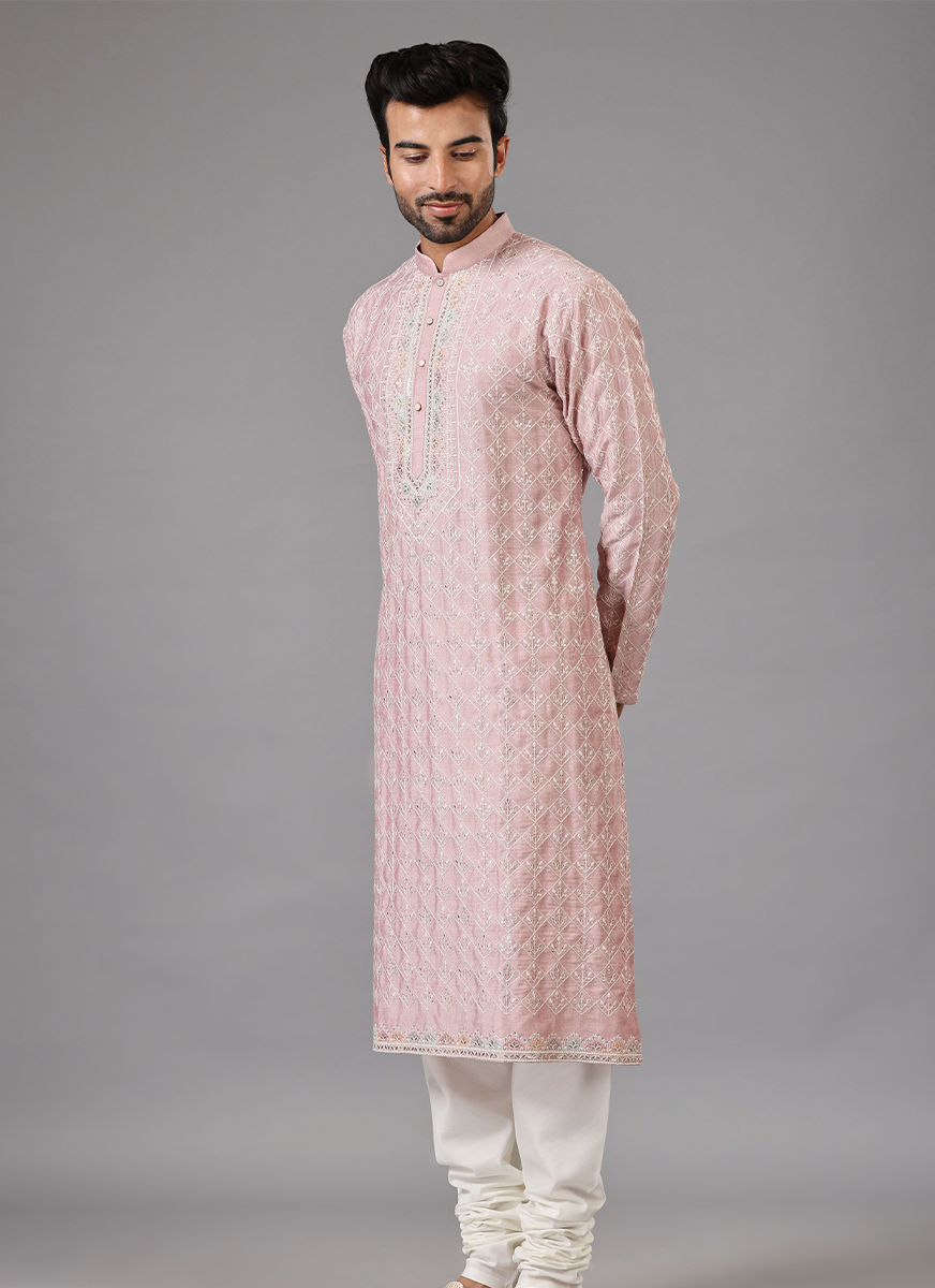Ishq Pure Silk and Velvet kurta and jacket set (Pink)