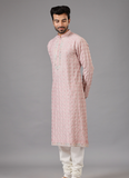 Full Embroidered Pink Kurta Set