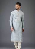 Full Embroidered Blue Kurta Set