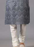 Embroidered Dark Grey Kurta Set
