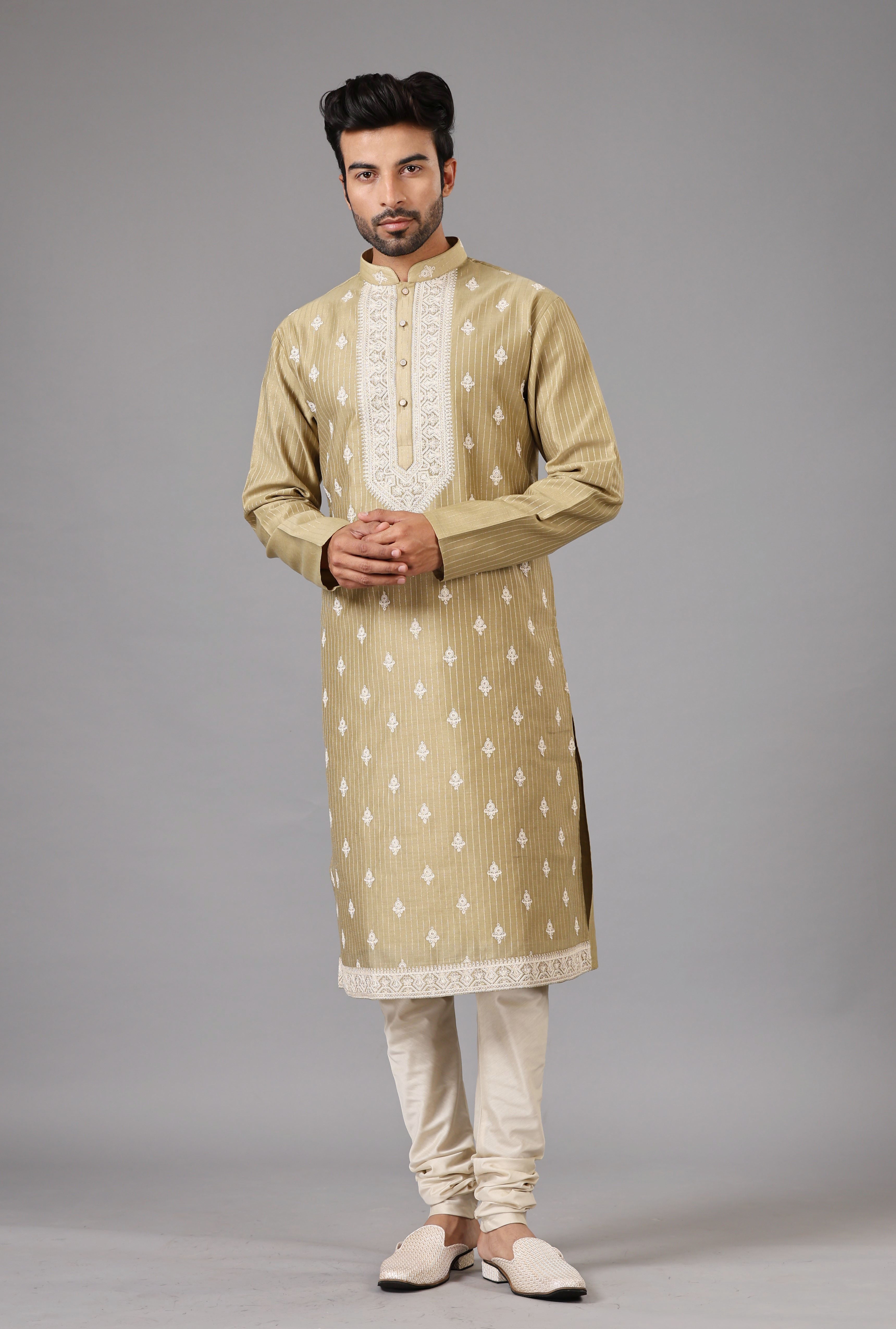 Embroidered L. Green Kurta Set