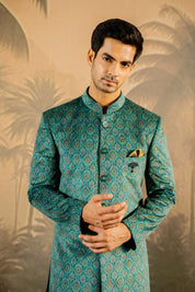 Elegant Green Velvet Bandhgala - Traditional Indian Wear


