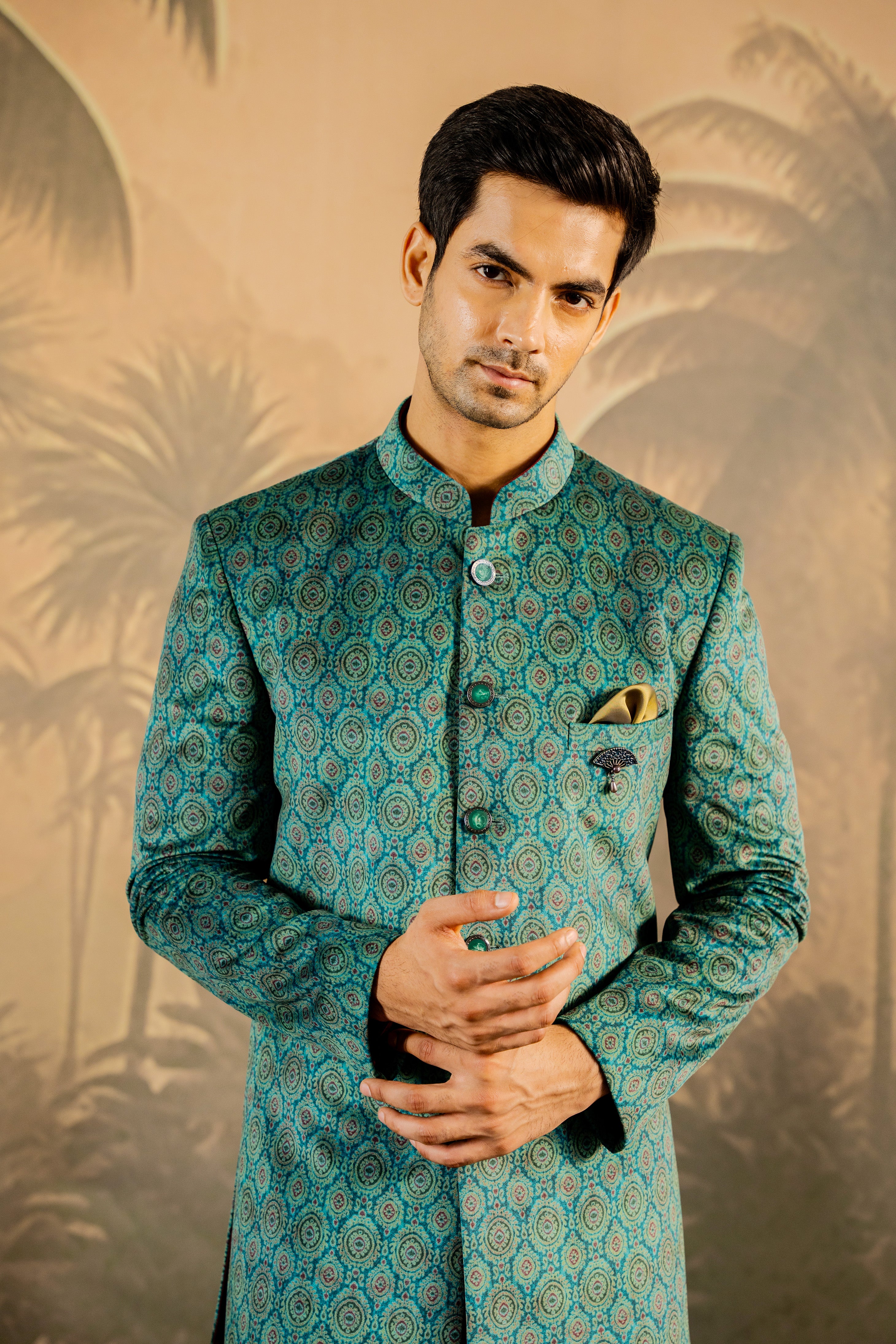 Elegant Green Velvet Bandhgala - Traditional Indian Wear

