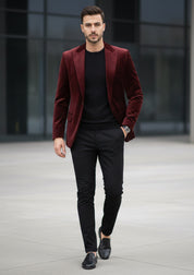 Maroon Velvet Party Blazer