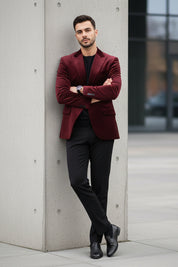 Maroon Velvet Party Blazer