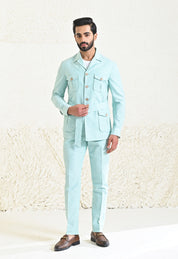 Men's Mint Green Linen Co-ord Set with Belt - Modern and Comfortable

