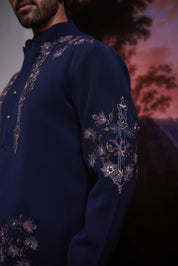 Navy Blue Embroidered Kurta Set