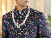 Stylish Navy Velvet Indo-Western with Intricate Embroidery
