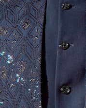 Stylish Navy Blue Bandhgala with Crystal Embellishments and Embroidery - Perfect for Weddings and Parties
