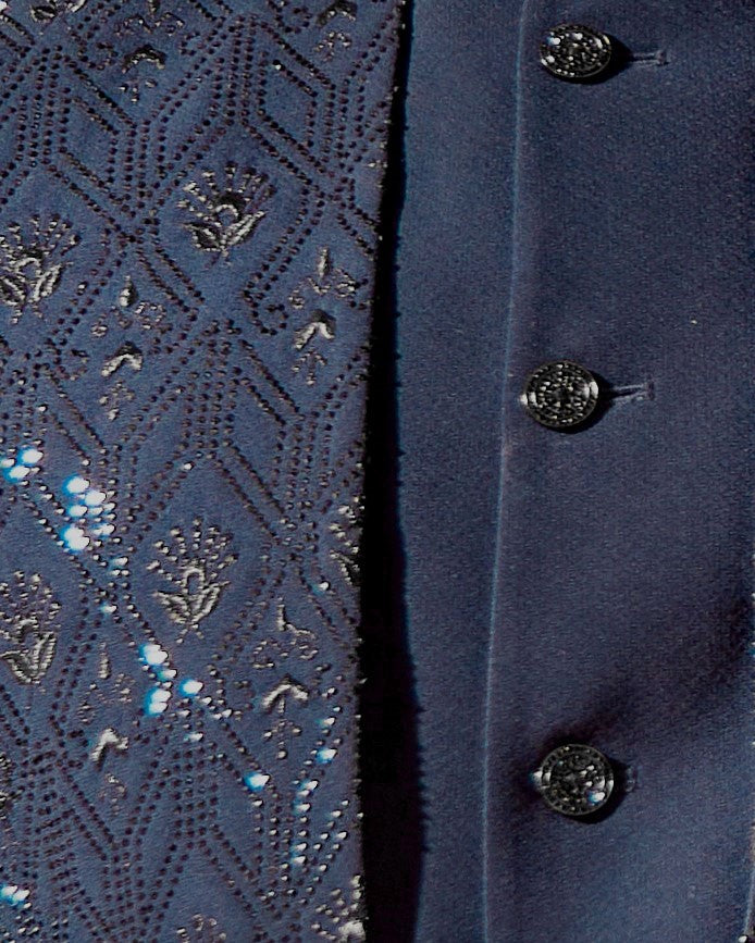 Stylish Navy Blue Bandhgala with Crystal Embellishments and Embroidery - Perfect for Weddings and Parties
