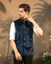 Men's Navy Blue Velvet Jacket - Luxury Outerwear

