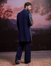 Navy blue Indo-western with Zari Work