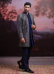 Navy blue Indo-western with Zari Work