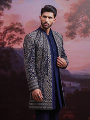 Navy blue Indo-western with Zari Work