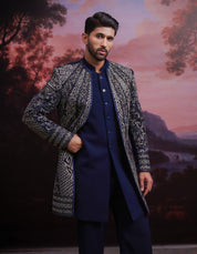 Navy blue Indo-western with Zari Work