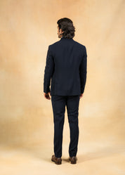 Navy blue hand embroidered tuxedo suit