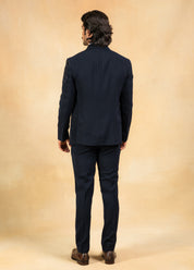 Navy blue hand embroidered tuxedo suit