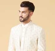 Trendy Off-White Indo-Western with Long Jacket - Modern Indian Fashion
