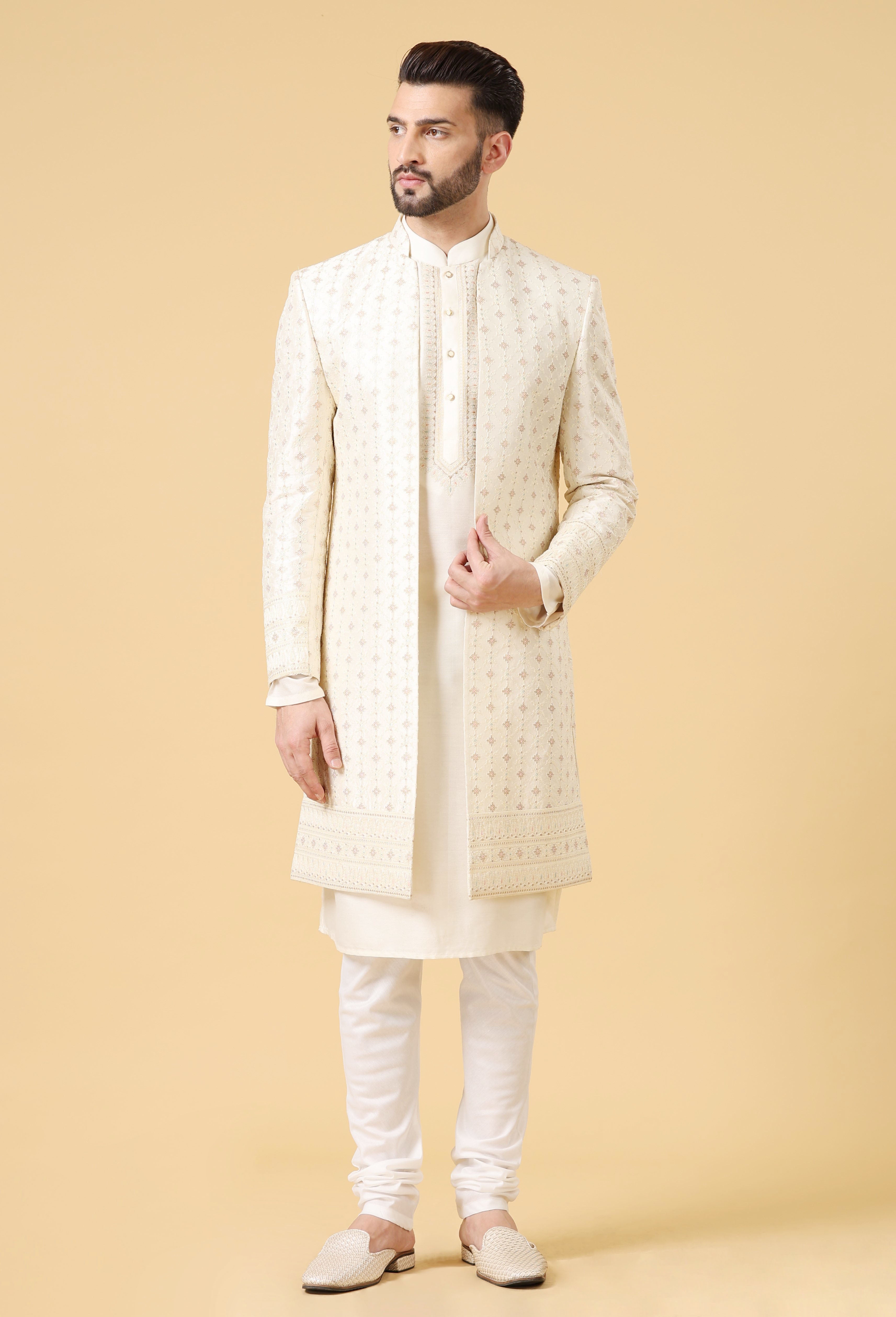 Off-White Indo-Western with Long Jacket - A Stylish Fusion
