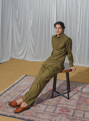 Olive Shirt with wide trousers