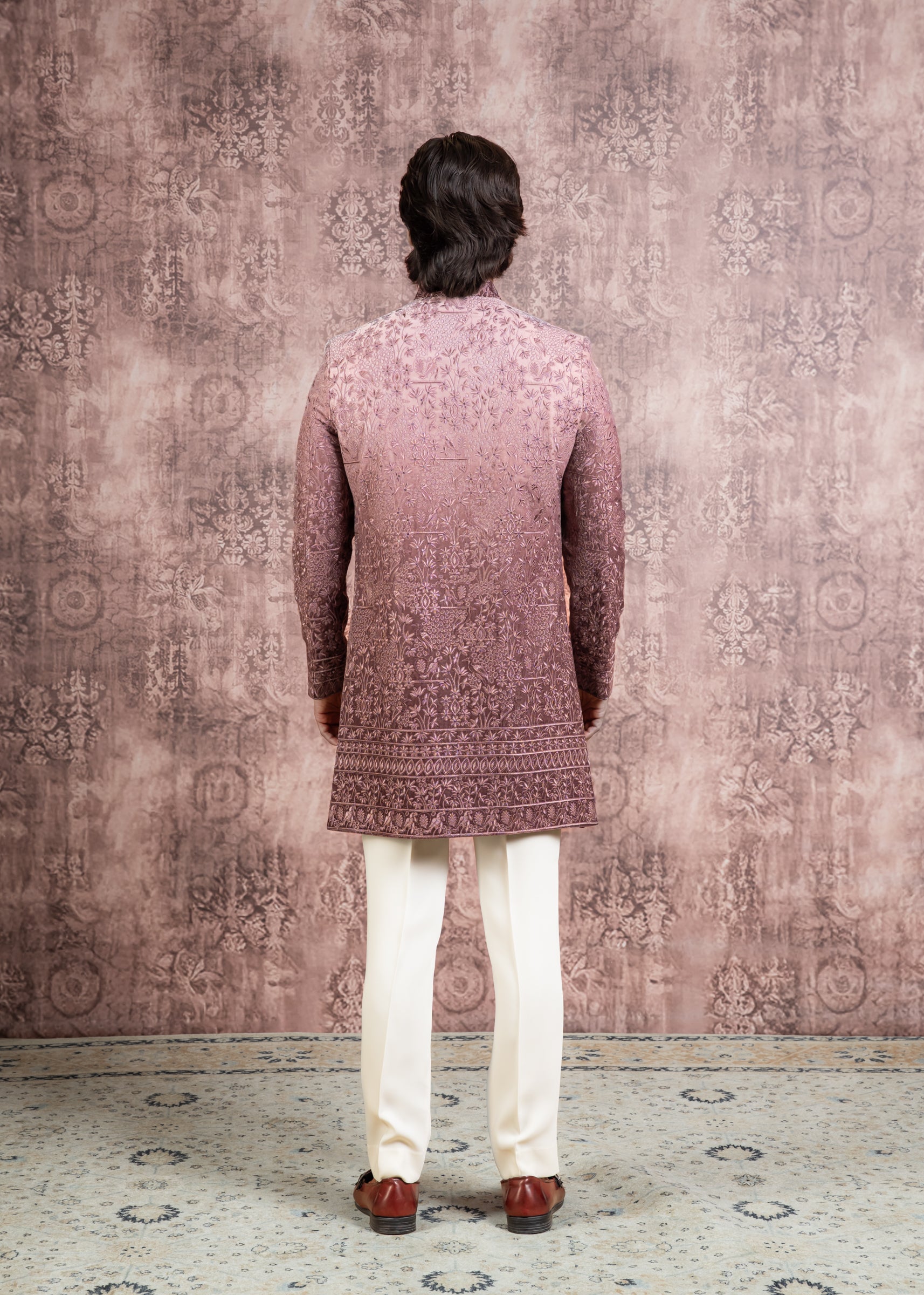 Ombre effect indowestern with embroidery