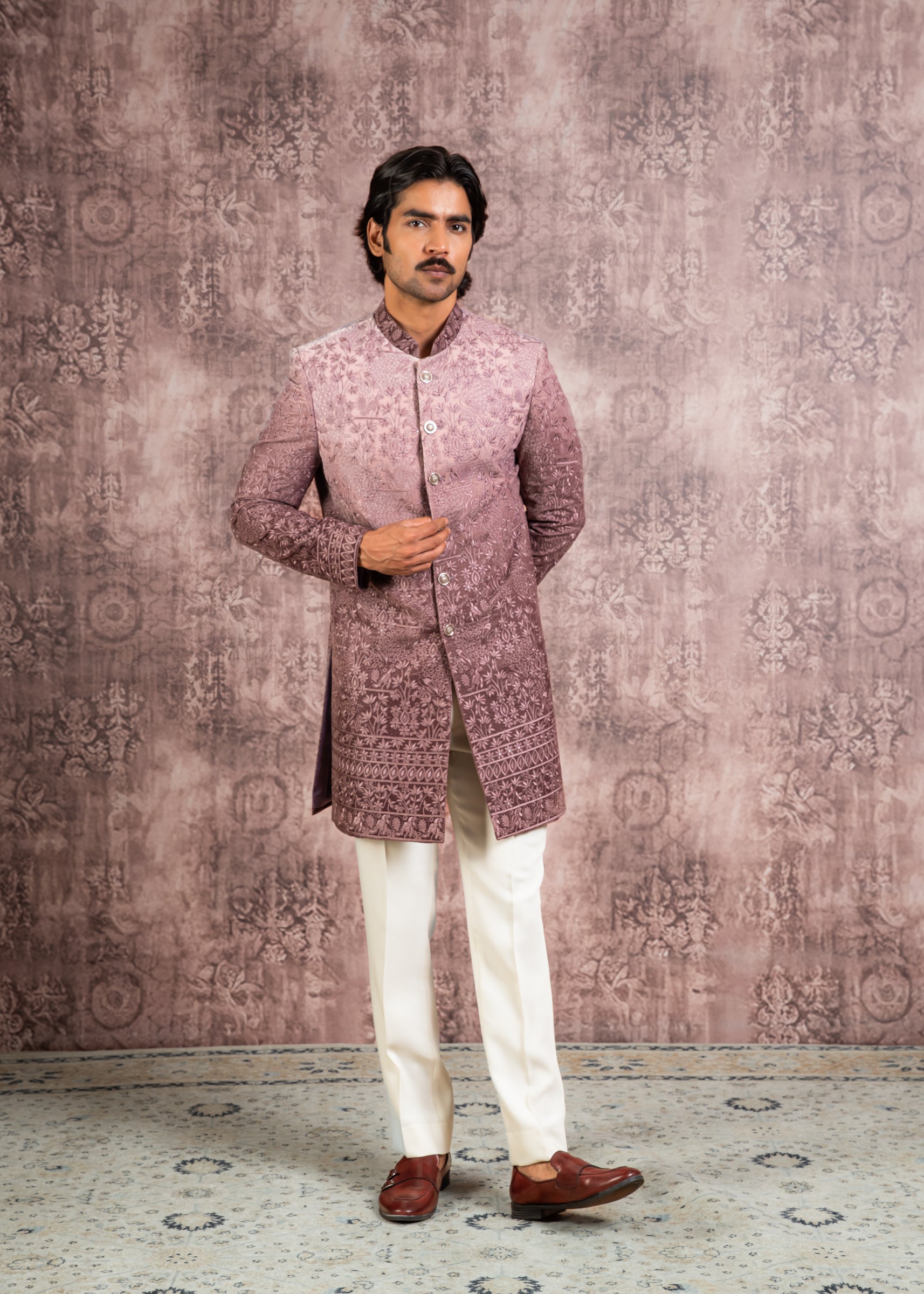 Ombre effect indowestern with embroidery