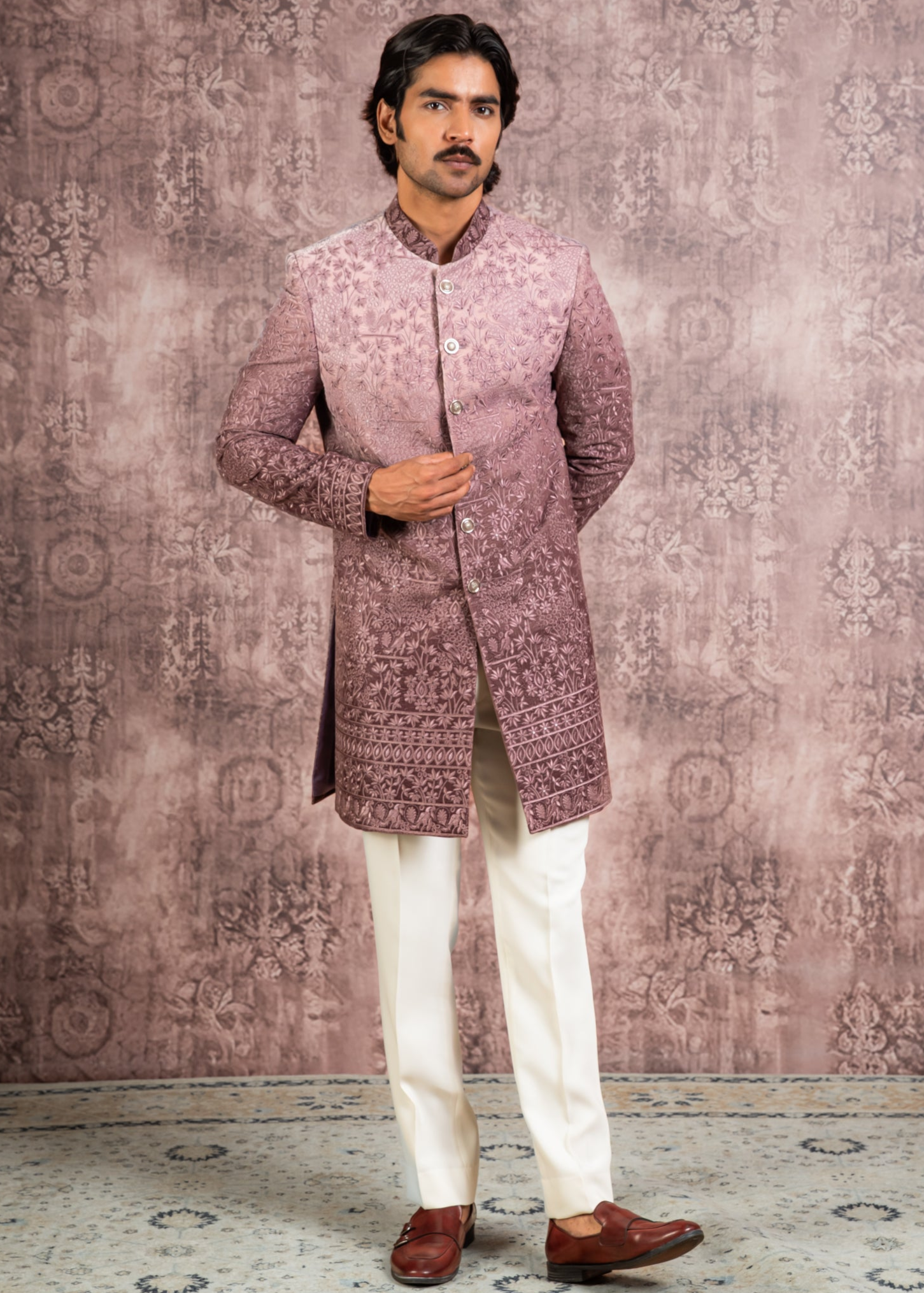 Ombre effect indowestern with embroidery