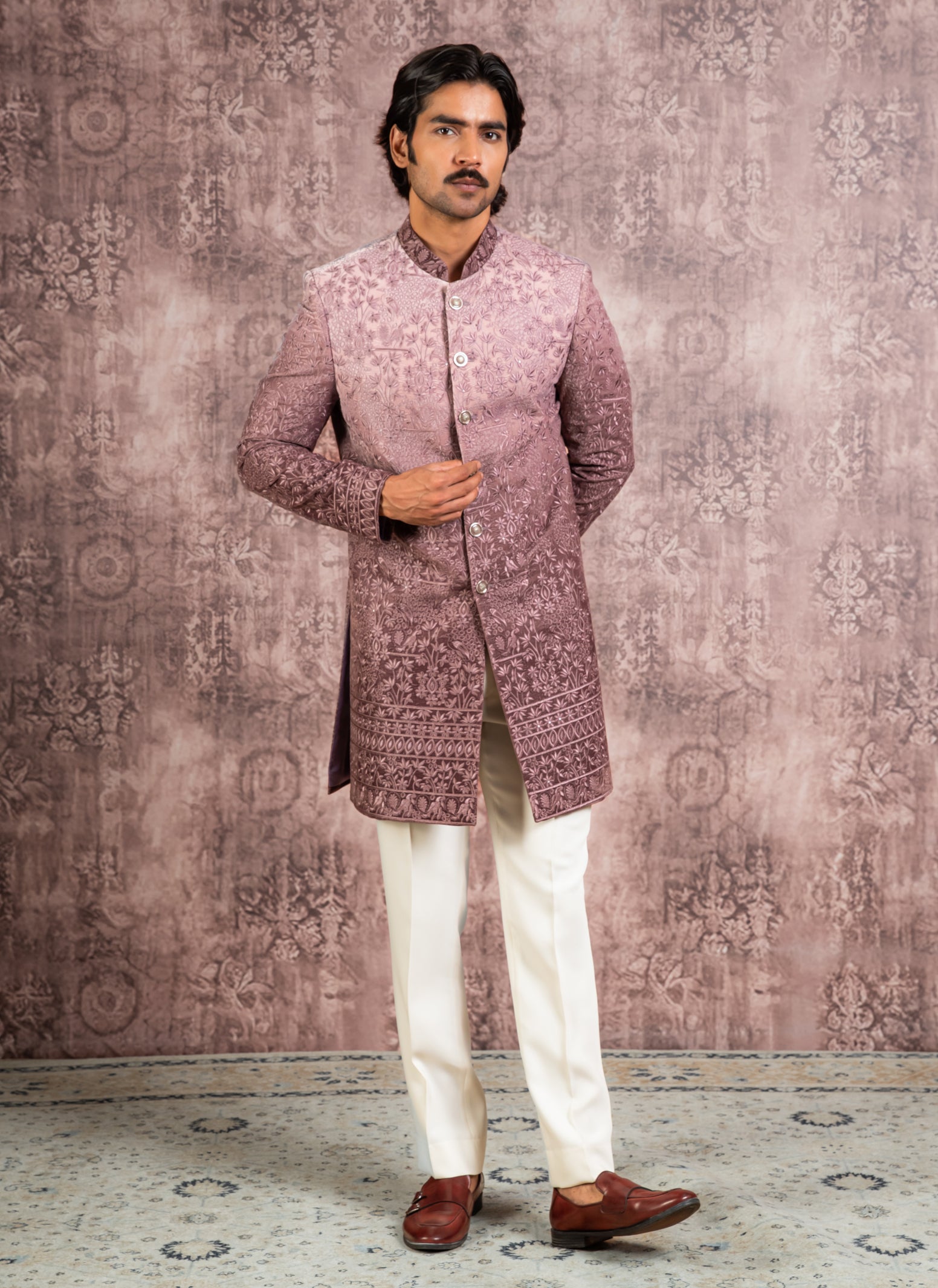 Ombre effect indowestern with embroidery