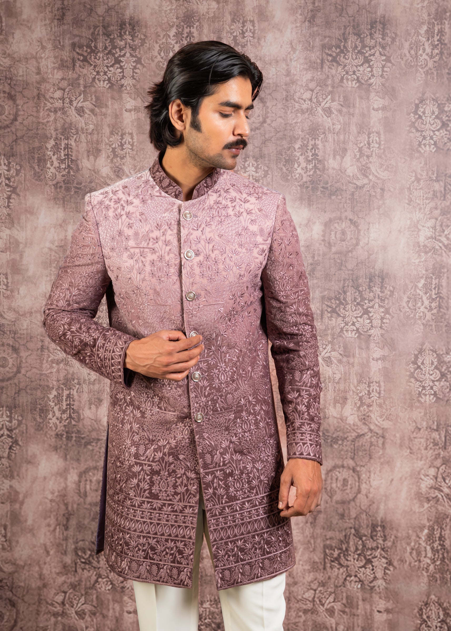 Ombre effect indowestern with embroidery