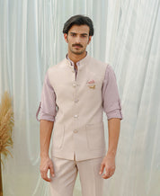 Peach self Jacquard bundi