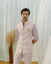 Peach self Jacquard bundi