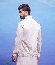 Peacock motif Pink Nehru Jacket