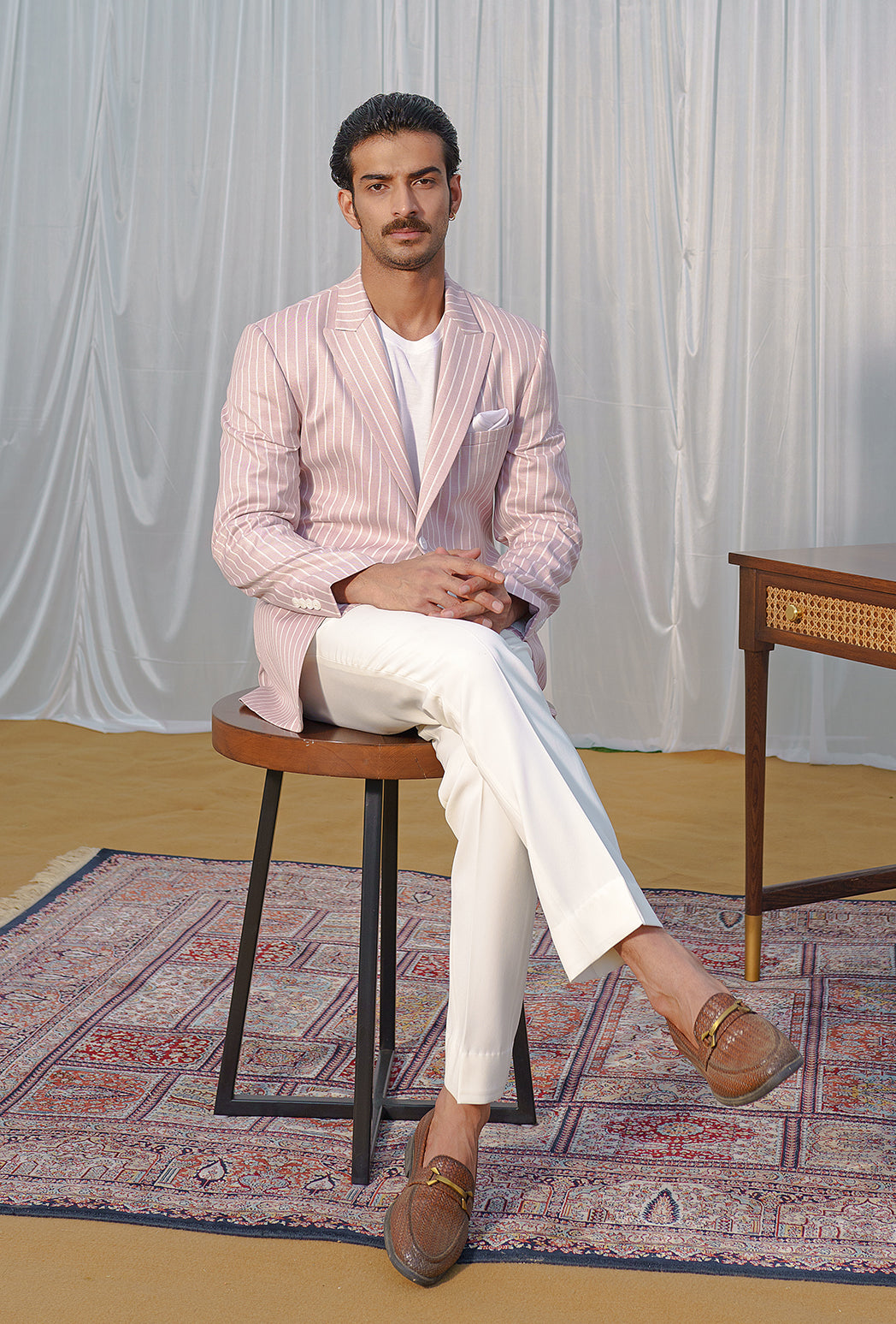 Pink Broadstripe double breasted Blazer