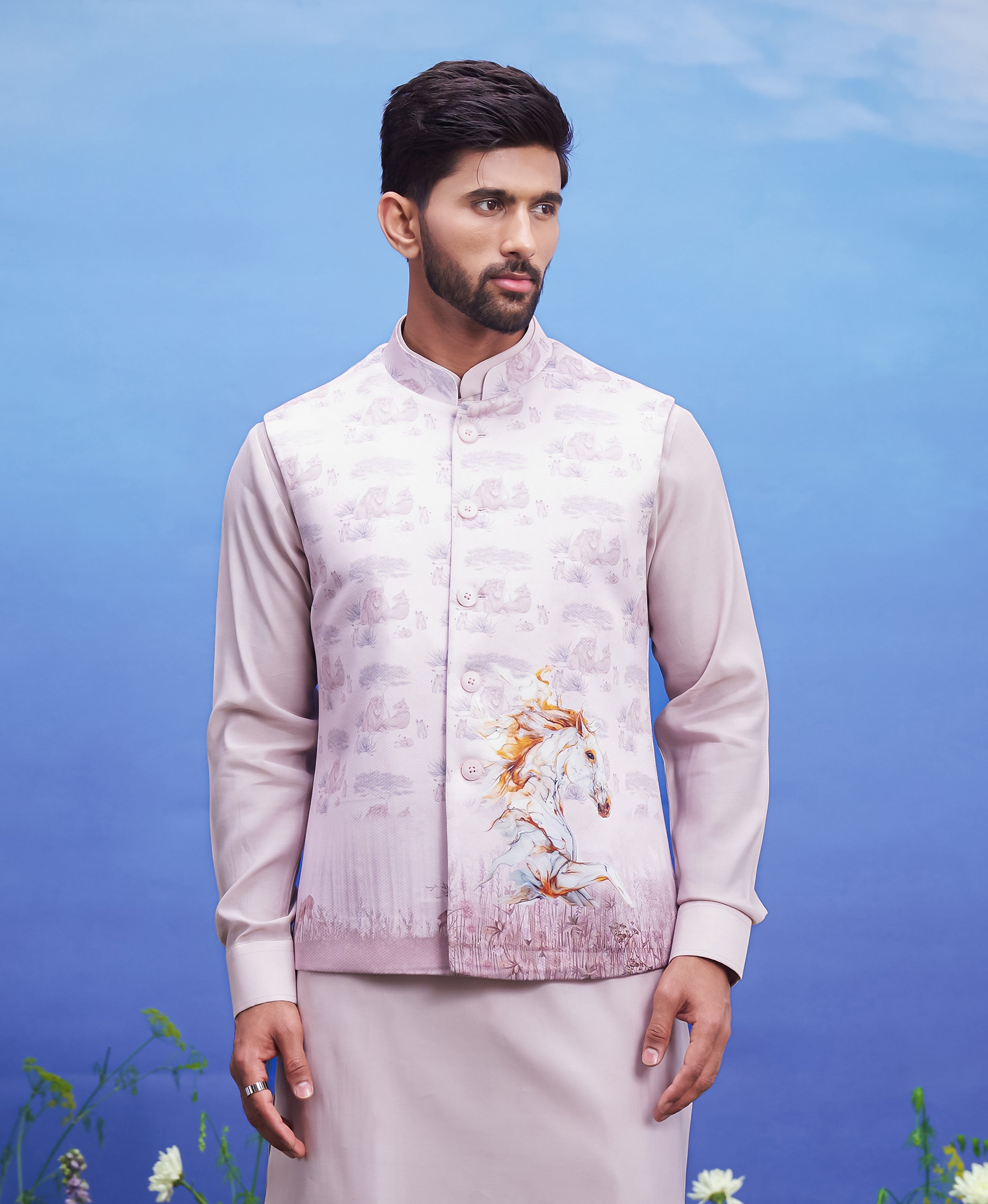 Pink Horse Nehru Jacket
