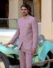 Pink Jacquard bandhgala