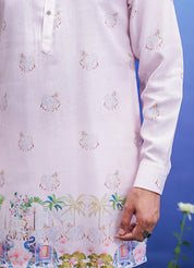 Pink Linen Kurta Set