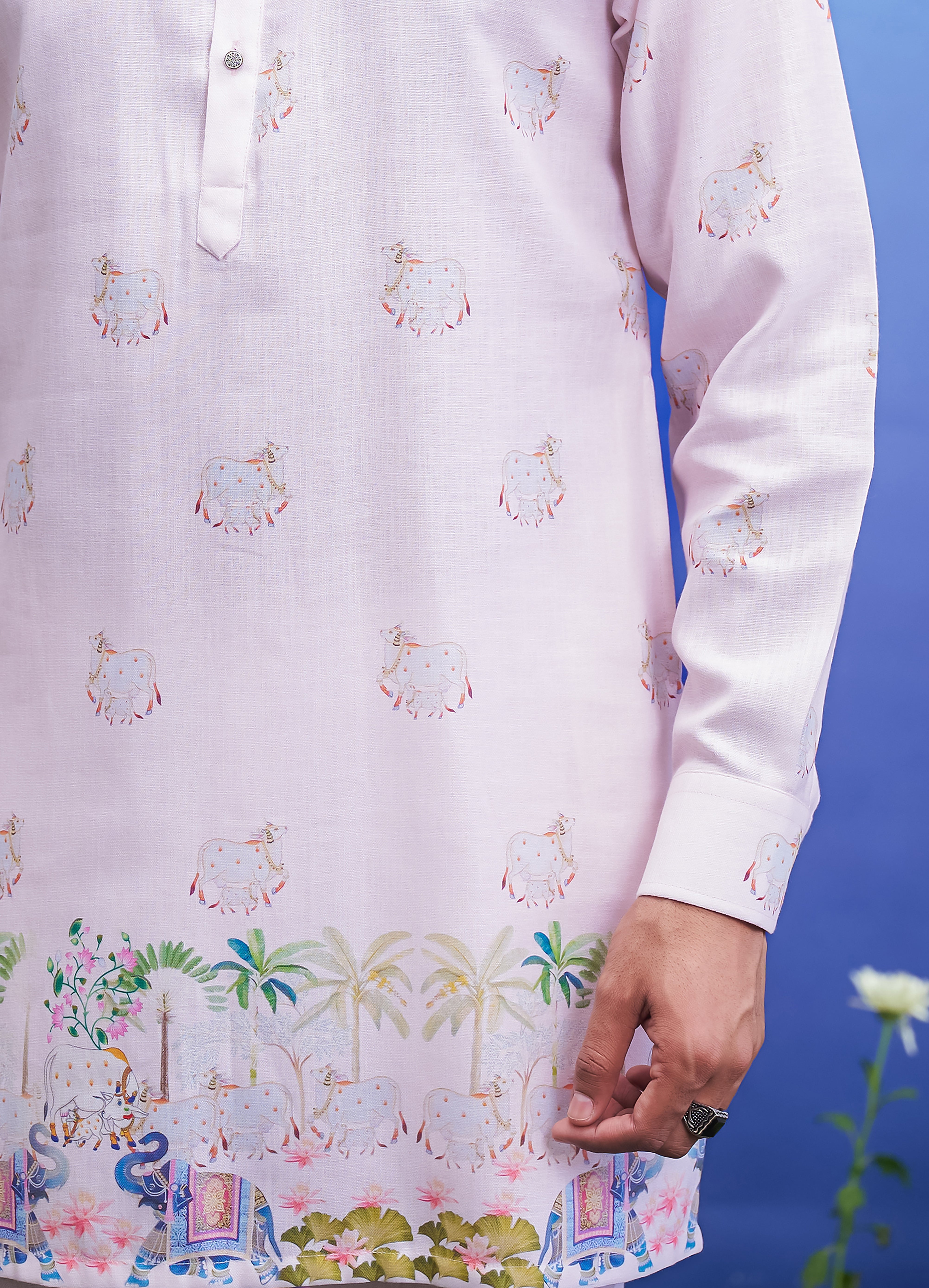 Pink Linen Kurta Set