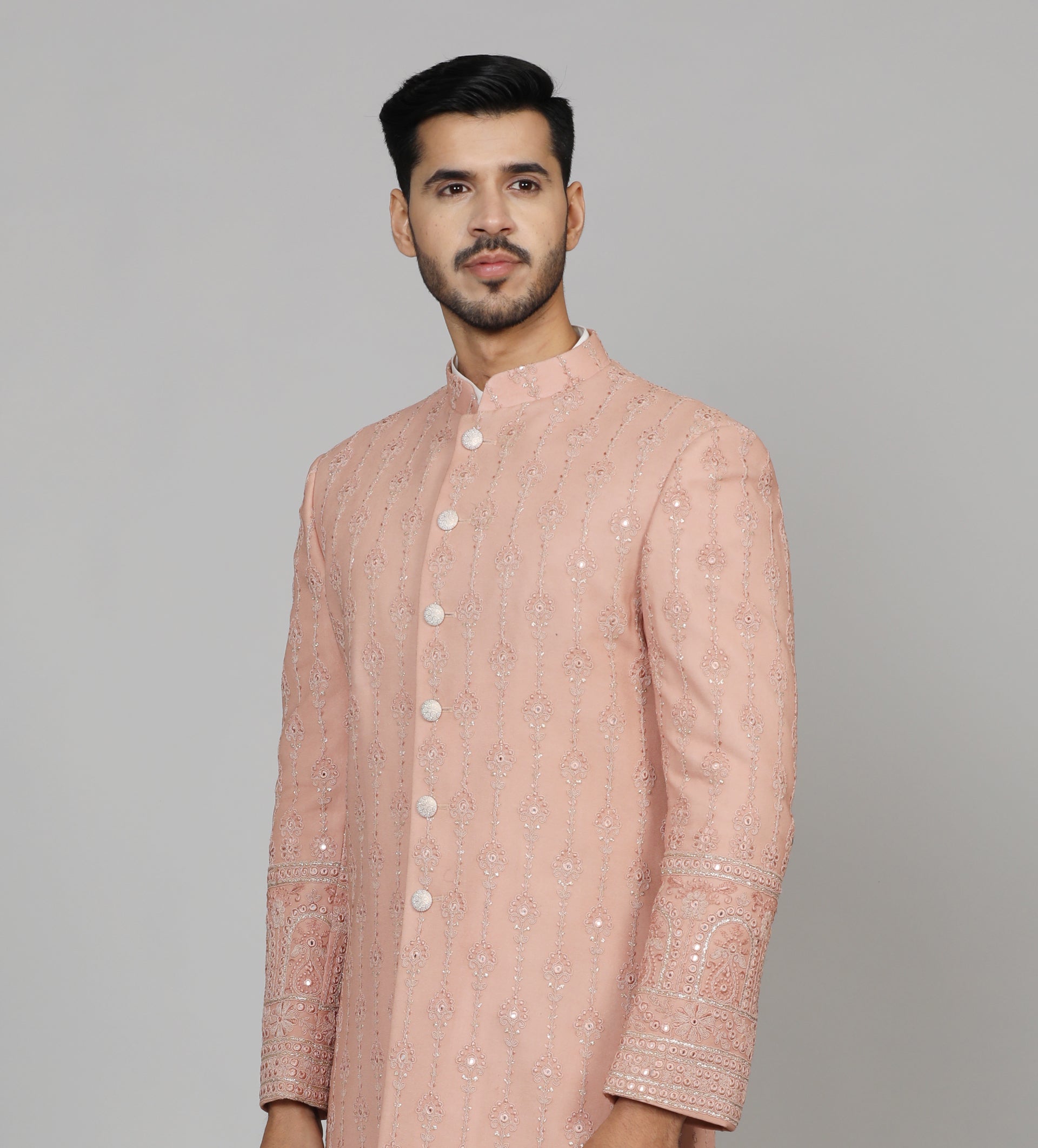 Stylish Pink Indo-Western with Intricate Mirror Work - Perfect for Weddings and Parties
