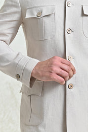 Elegant Beige Linen Co-ord Set - Contemporary Men's Fashion
